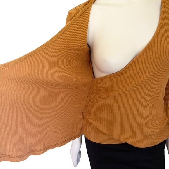 OLD NAVY Lightweight Ribbed Wrap Sweater in Honey Long sleeve Stretch SZ M - Picture 6 of 13